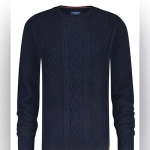 A Fish Named Fred Cable Pullover Sweater Navy Mens Medium Brand New NWT